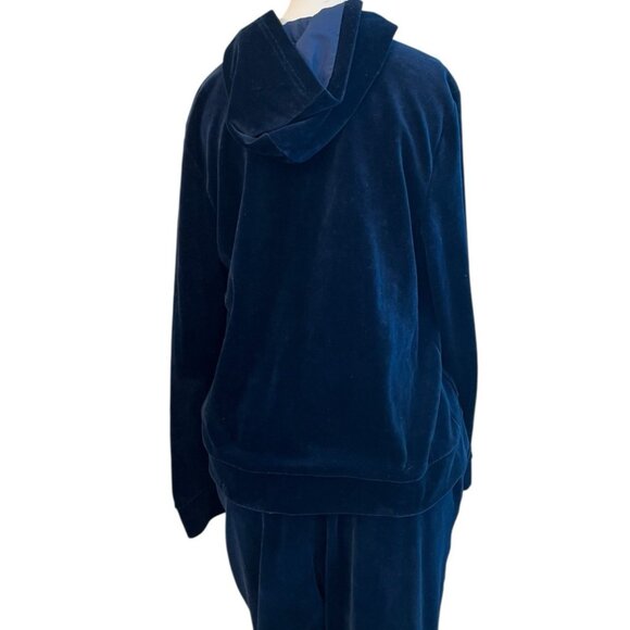 Lauren Ralph Lauren Large Dark Blue Velour Track Suit Zip Jacket Pants Set LRL - Picture 6 of 11